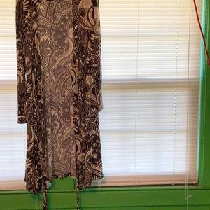 Tahari Brown Paisley Print Matte Jersey Wrap Dress